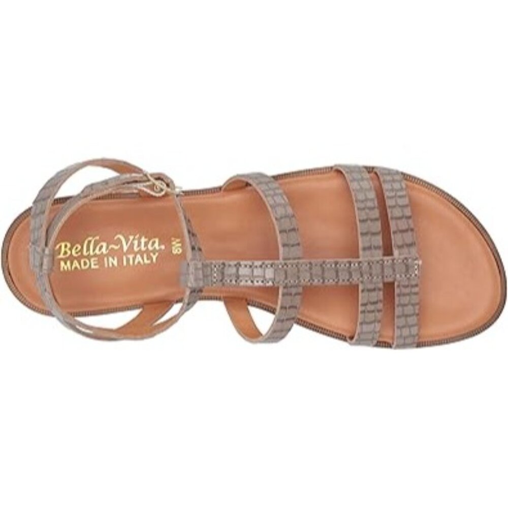 Bella-Vita Italian Strappy Sandals With Gold Buckle Crocodile Pattern Womens Si - Picture 5 of 7